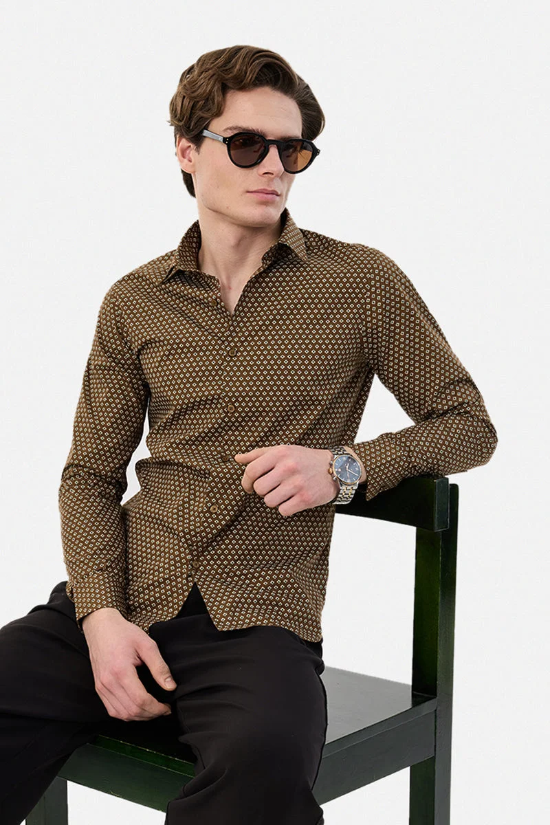 سنيتش 100% Cotton Printed Slim Fit Shirt